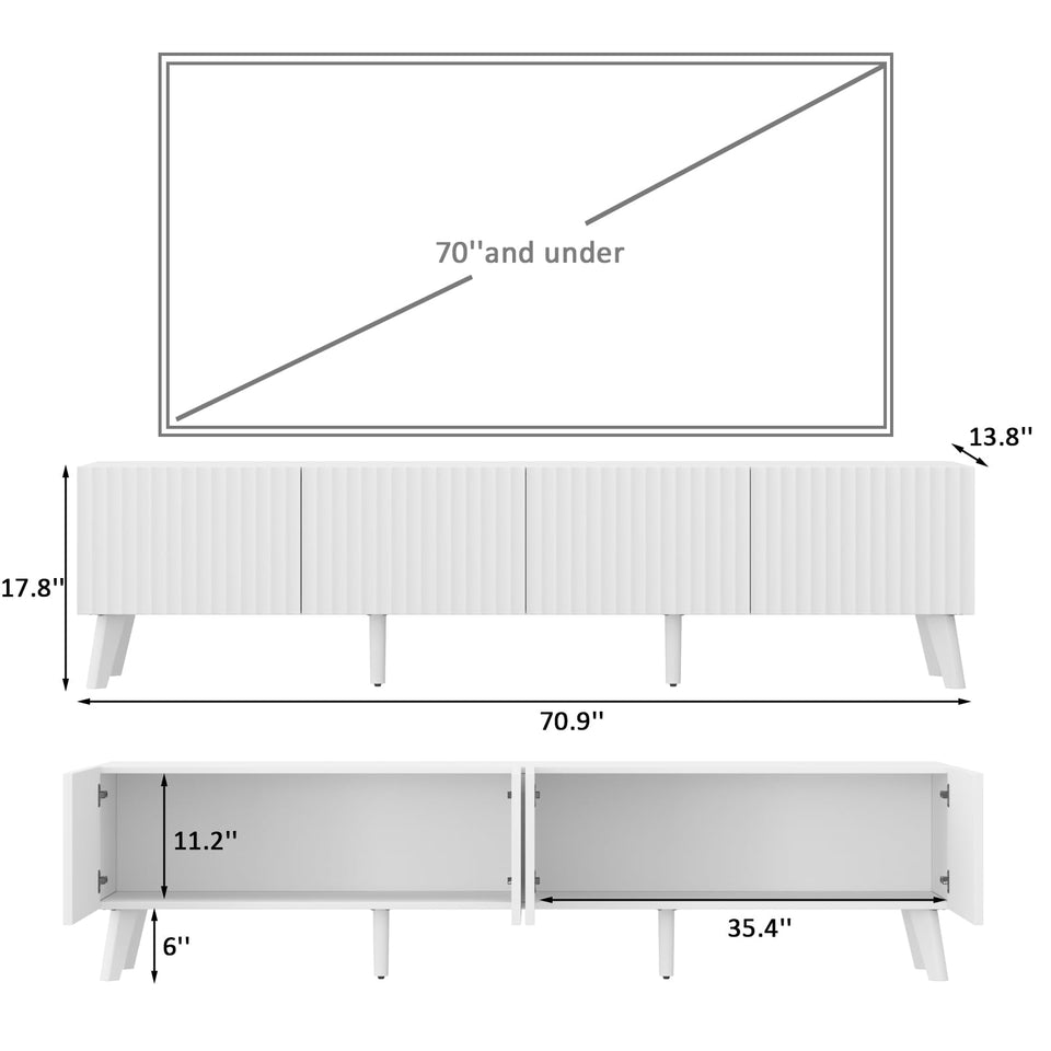 UKAOCAI 86.61'' Tambour TV Stand for 55-85 Inch, Modern Entertainment Center with Large Storage Cabinet & Open Shelves, TV Console with Sliding Doors for Living Room, Bedroom, Natural