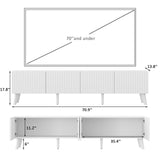 UKAOCAI 86.61'' Tambour TV Stand for 55-85 Inch, Modern Entertainment Center with Large Storage Cabinet & Open Shelves, TV Console with Sliding Doors for Living Room, Bedroom, Natural