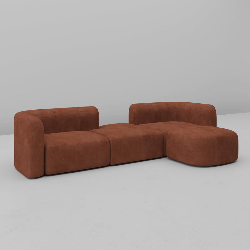 Acanva Luxury Modern Tight Curved Back Velvet Sofa, Minimalist Style Comfy Couch for Living Room Apartment, 3 Seater, Cream