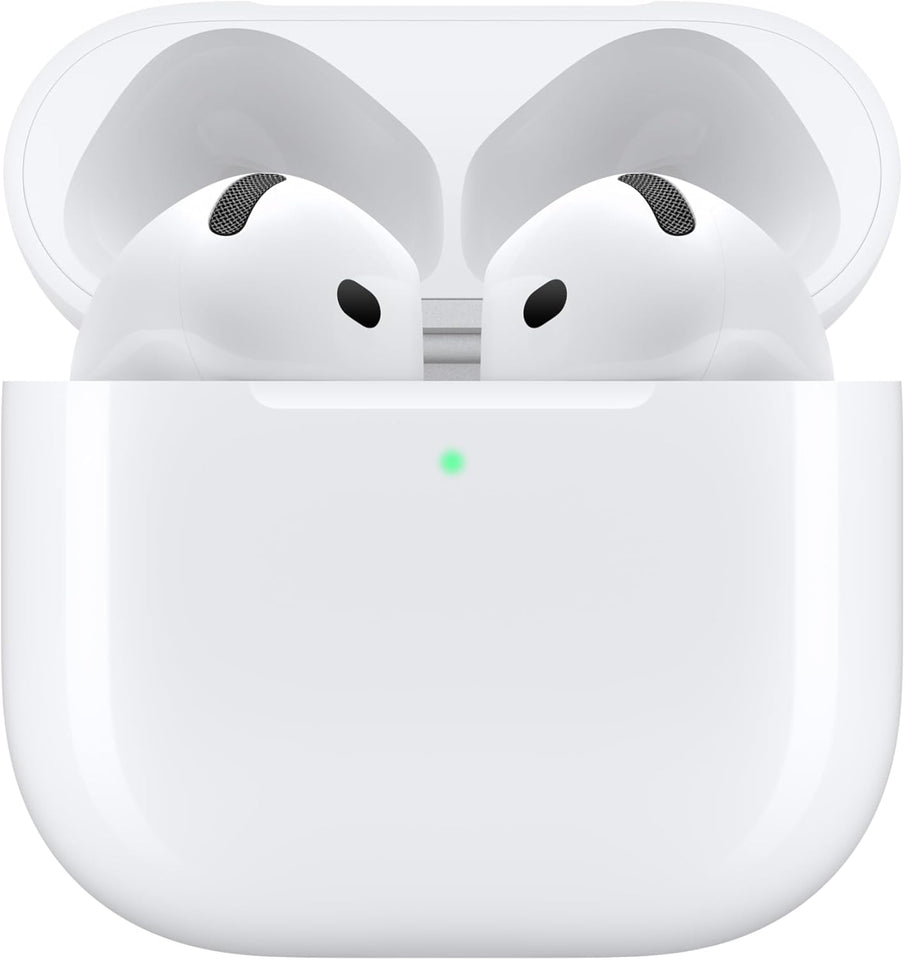 Apple AirPods 4 Wireless Earbuds, Bluetooth Headphones, Personalized Spatial Audio, Sweat and Water Resistant, USB-C Charging Case, H2 Chip, Up to 30 Hours of Battery Life, Effortless Setup for iPhone