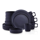 Stone Lain Celina Stoneware 32 Piece Dinnerware Set, Plates and Bowls, Black Matte Dish Collection, Service for 8 – Contemporary Minimalist Style, Microwave & Dishwasher Safe