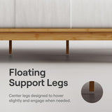 Nectar Bamboo Platform Bed Frame - Queen - Natural - Floating Center Support Legs - 12” Height - Easy Tool Free Set Up - Contemporary and Durable - Sturdy Wooden Support Slats - Holds Up To 800 Pounds
