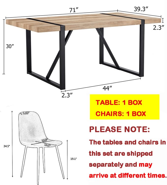 MUUOKY Dining Table Set for 4, Modern 55'' Wood Dinette Table Set for 4 with Fabric Dining Chairs,Table and Chairs Set of 4,Ideal for Kitchen Dining Room