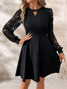 Cutout Lace Long Sleeve Mini Dress