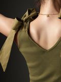 V-Neck Tie Shoulder Tank