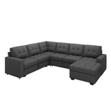 HONBAY Sectional Sleeper Sofa Pull Out Bed with Storage Chaise, Sectional Sofa Couch, Sleeper Couch Bed for Living Room, Dark Grey