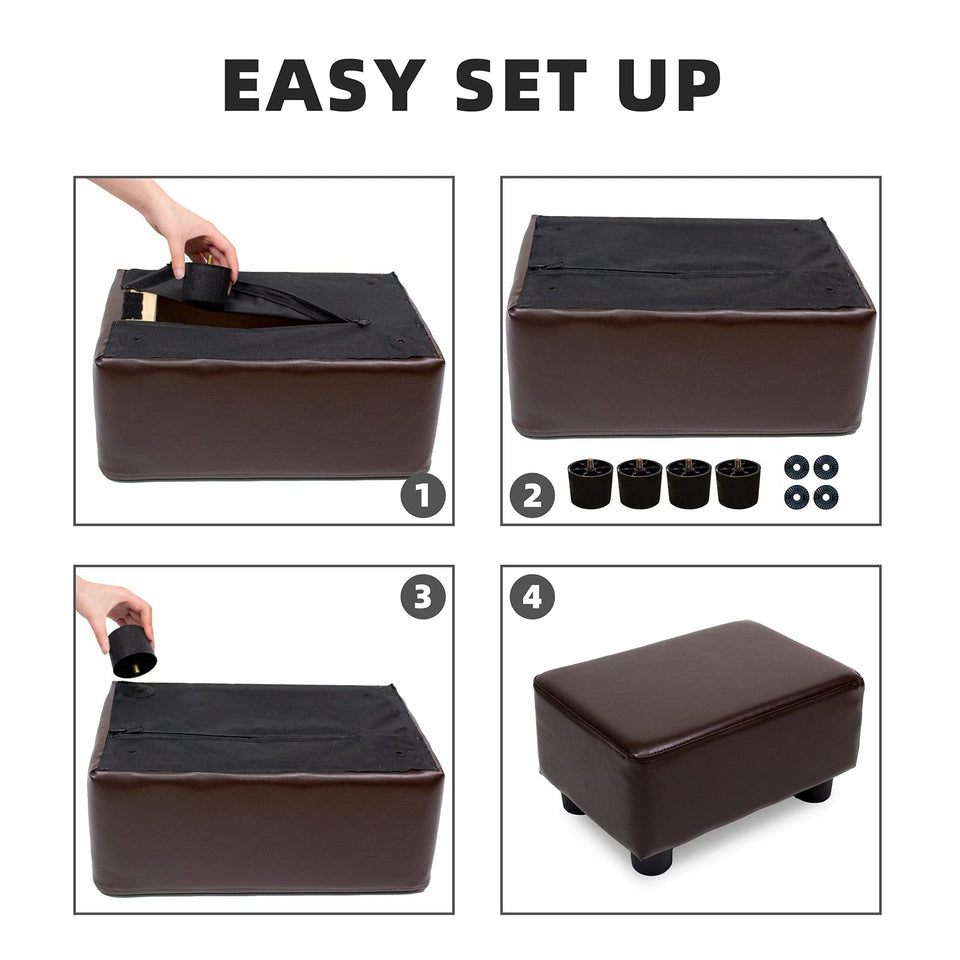 CAROLMADE Small Foot Stool Ottoman Footstool with Legs Under Desk Footrest for Living Room Bedroom and Office, Soft Ivory White