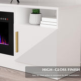 Lemberi Fireplace tv Stand with 36 inch Fireplace Up to 90" TVs, LED Light Entertainment Center and Storage, 80" Modern Wood Media TV Console with Highlight Cabinet for Living Room (White)