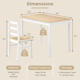 POWERSTONE Dining Table Set for 4, Kitchen Table Chairs Set of 4 with Rubber Wood Legs, Farmhouse 5 Piece Dining Table Set Solid Wood for Kitchen Dining Room Dinner (Brown)