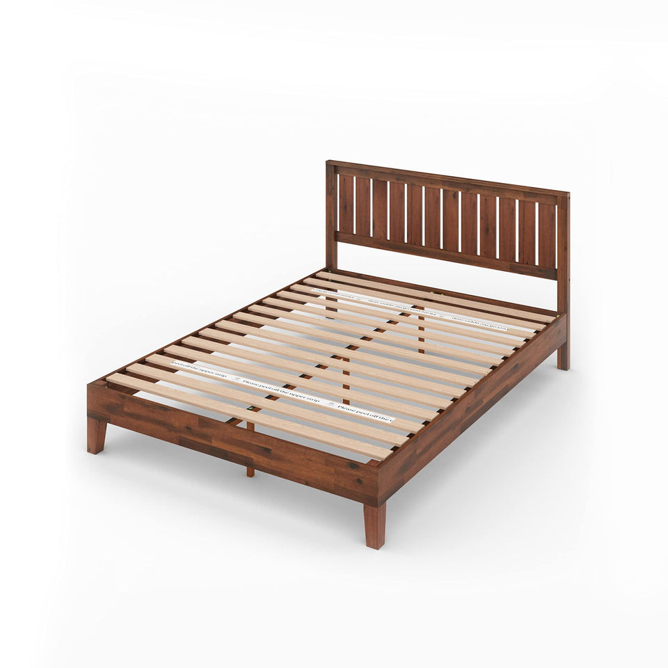 ZINUS Vivek Deluxe Wood Platform Bed Frame with Headboard, Wood Slat Support, No Box Spring Needed, Easy Assembly, Queen