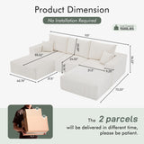 Boneless Sectional Cloud Couch Sofa for Living Room, 112" U-Shaped Modular Modern Lounge Sleeper Black Couches with Chaise, No Assemble, Cordury Compression Upholstered Sofas