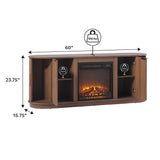 Walker Edison Chloe Reeded TV Stand with Fireplace Insert, 75 Inch, 70 Inch, Coastal Oak