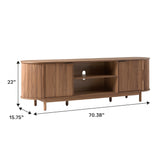 Walker Edison Chloe Curved Reeded TV Stand, Sliding Doors, 65 Inch, 60 inch, Mocha