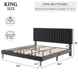 HAOARA King Size Bed Frame,King Size Platform Bed Frame and Velvet Upholstered Headboard with Strong Wood Slats, Box Spring Optional, Mattress Foundation, Easy Assembly Beige