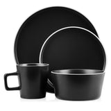 Stone Lain Celina Stoneware 32 Piece Dinnerware Set, Plates and Bowls, Black Matte Dish Collection, Service for 8 – Contemporary Minimalist Style, Microwave & Dishwasher Safe