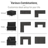160.6" Cloud Couch Modular Sectional Sofa for Livingroom,Oversized Convertible Sofa with Storage Ottomans,6 Seat Wide Couches,Cushion Covers Removable (Khaki, 6 Seater)