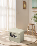 AmasSmile Storage Ottoman Folding Foot Rest Stool, Leather Footstool Bench, Short Ottoman Stool, Storage Foot Rest Store, Books (Black, 17" D x 13" W x 13" H)