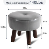 oakvivo 13in Small Foot Stool Ottoman, Round Faux Leather Foot Rest for Couch, Under Desk Pouf Footstool Footrest with Non-Skid Rubber Legs for Ling Room, Bedroom, 13''L x 13''W x 10.2''H, Green