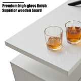 AMERLIFE Fireplace TV Stand with 36" Fireplace, 70" Modern High Gloss Fireplace Entertainment Center LED Lights, 2 Tier TV Console Cabinet for TVs Up to 80", Obsidian Black