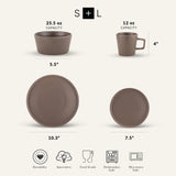 Stone Lain Celina Stoneware 32 Piece Dinnerware Set, Plates and Bowls, Black Matte Dish Collection, Service for 8 – Contemporary Minimalist Style, Microwave & Dishwasher Safe