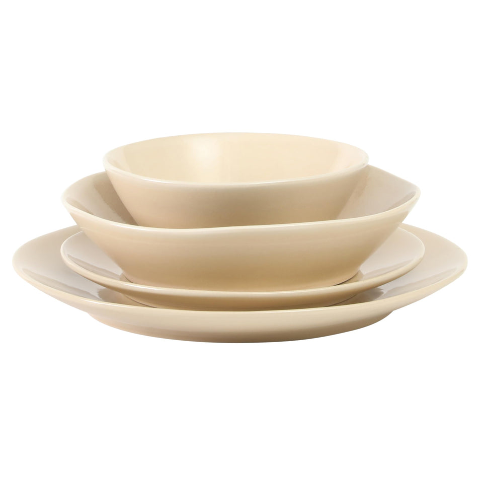 Bloomhouse Santorini Mist Double Bowl Terracotta Reactive Glaze Plates and Bowls Dinnerware Set - Amber, Service for Four (16pcs)