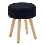 Wimarsbon Pouf Ottoman, 100% Cotton Knitted Boho Footstool, Round Footrest with Non-Skid Wood Legs, Home Décor Handmade Pouffe, Leisure Floor Step Stool for Living Room (Beige)