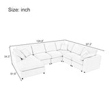 Tmsan 129.3" Oversized Modular Sectional Sofa, U Shaped Couch with Movable Ottoman, Large 7 Seat Corner Couches for Living Room, Spacious Space, Beige