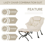 LITA Lazy Chair with Ottoman, Modern Accent Leisure Upholstered Lazy Sofa Armchair, Contemporary Lounge Reading Chair with Armrests and a Side Pocket for Living Room, Bedroom & Small Space, Dark Grey