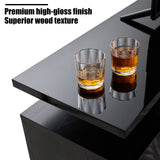 AMERLIFE Fireplace TV Stand with 36" Fireplace, 70" Modern High Gloss Fireplace Entertainment Center LED Lights, 2 Tier TV Console Cabinet for TVs Up to 80", Obsidian Black