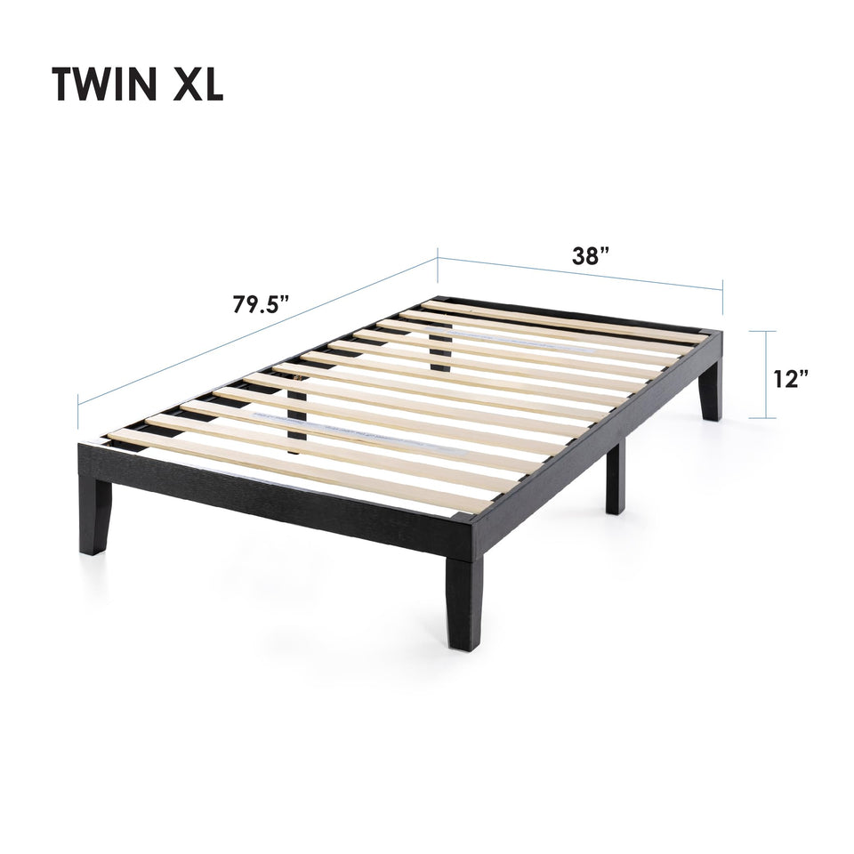 Mellow Naturalista Classic 12-Inch Solid Wood Platform Bed | Wooden Slats, No Box Spring Needed, Easy Assembly | Full, Espresso