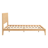 Merax Queen Size Bamboo Platform Bed, Mid-Century Modern Bed Frame with Tall Headboard, Solid Sustainable Bedframe Queen-size, Wood Slat Support, No Box Spring Needed, Easy Assembly, Noise Free, Brown