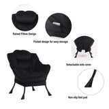 Welnow Lazy Chair with Ottoman, Modern Lounge Accent Chair with Armrests and a Side Pocket, Leisure Sofa Armchair, Reading Armchair with Footrest for Small Space, Dark Grey