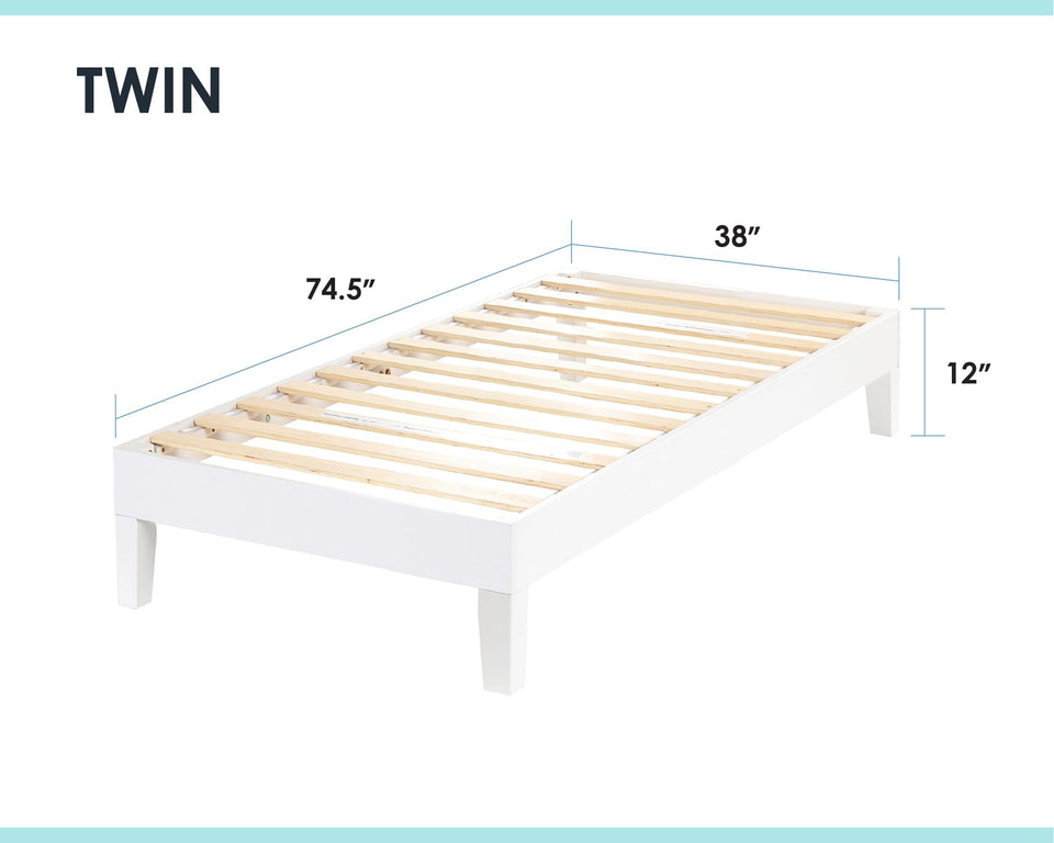 Mellow Naturalista Classic 12-Inch Solid Wood Platform Bed | Wooden Slats, No Box Spring Needed, Easy Assembly | Full, Espresso