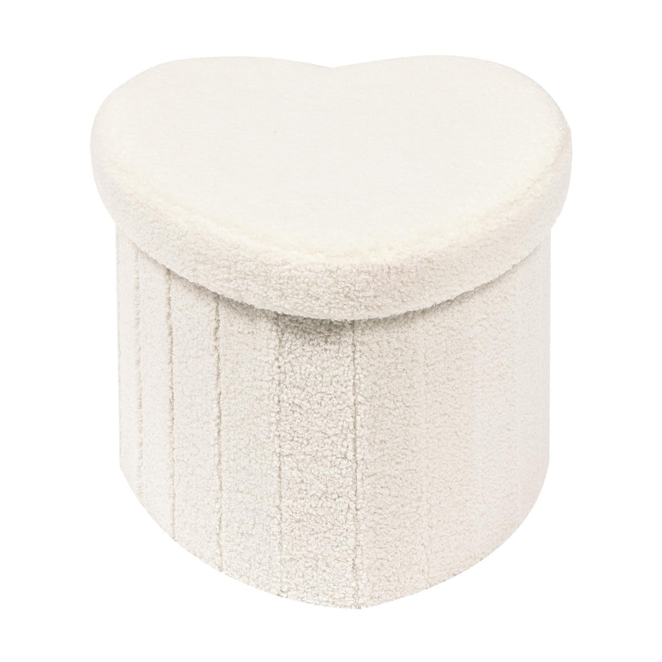 B FSOBEIIALEO Storage Ottoman Cube, Flowers Shaped Ottomans with Storage Foot Stool Footrest for Lving Room, Boucle Ottoman Seat for Dorm Room,Faux Teddy Fur, Cream White 12.6"x12.6"x12.6"