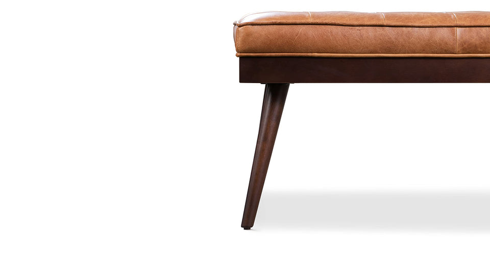 POLY & BARK Napa 72" Apartment Sofa – Italian-Tanned Full-Grain Pure-Aniline or Semi-Aniline Leather, Feather-Down Cushioning, Kiln-Dried Solid Wood Frame, Walnut Legs - Cognac Tan