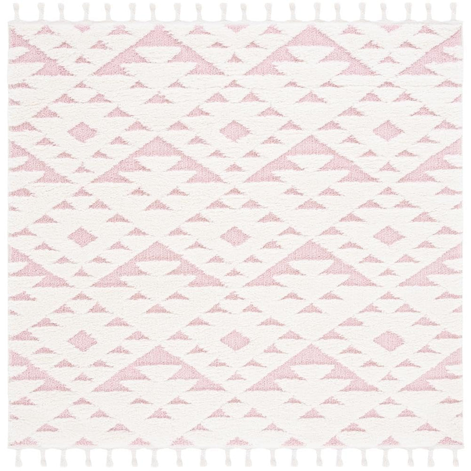 SAFAVIEH Area Rug 8x10 - Moroccan Tassel Shag Collection - Large - Ivory & Brown, Boho Design, Non-Shedding & Easy Cleaning, Plush Pile, Ideal for Living Room, Bedroom, Dining Space (MTS688A)