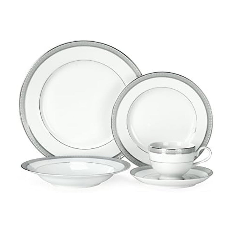 Mikasa Parchment 40-Piece Dinnerware Set, Service for 8, Durable Porcelain Plates, Bowls, and Mugs with Contemporary Design, Dishwasher Safe