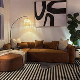 Acanva Luxury Modern Tight Curved Back Velvet Sofa, Minimalist Style Comfy Couch for Living Room Apartment, 3 Seater, Cream