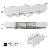 UKAOCAI 86.61'' Tambour TV Stand for 55-85 Inch, Modern Entertainment Center with Large Storage Cabinet & Open Shelves, TV Console with Sliding Doors for Living Room, Bedroom, Natural