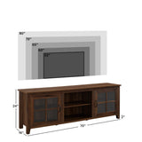 Walker Edison Portsmouth Classic 2 Glass Door TV Stand for TVs up to 80 Inches, 70 Inch, Dark Walnut