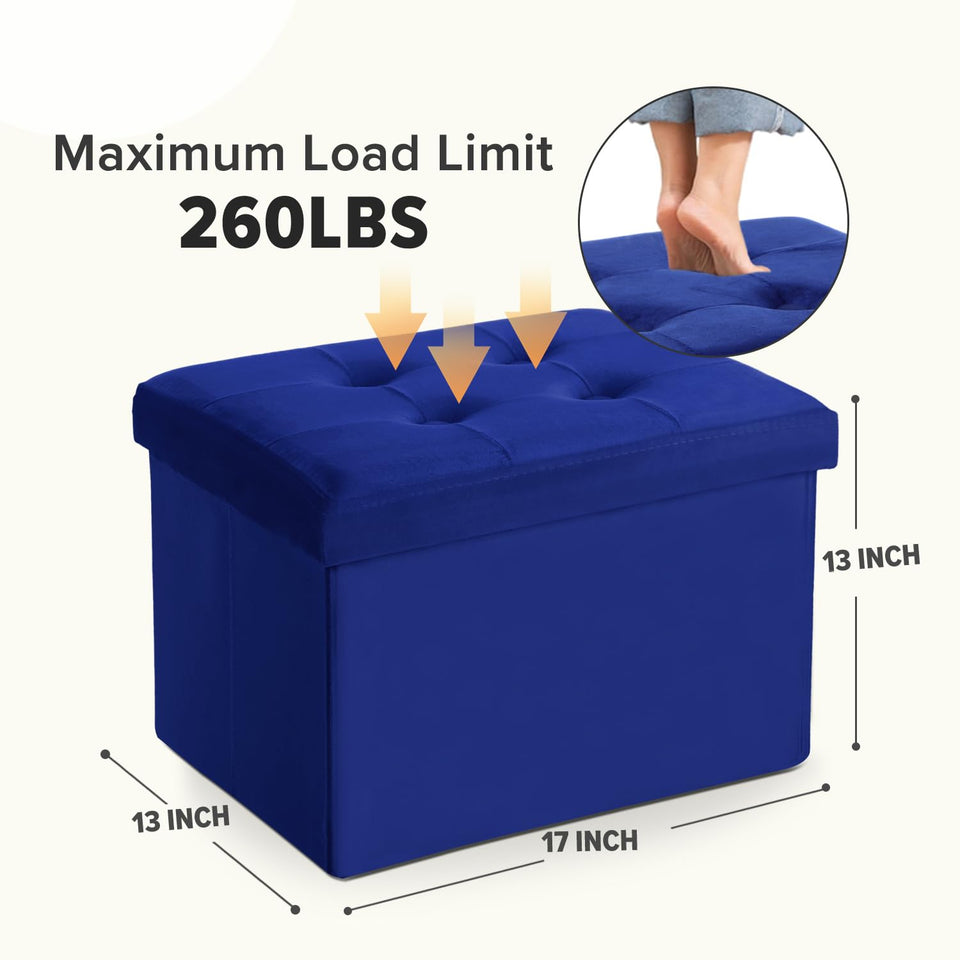 LINMAGCO Ottoman Storage Ottoman with Storage Small Foot Rest Stool Under Desk Stool Short Folding Footrest Linen Cloth Dark Gray 16X12X12IN