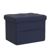 LINMAGCO Ottoman Storage Ottoman with Storage Small Foot Rest Stool Under Desk Stool Short Folding Footrest Linen Cloth Dark Gray 16X12X12IN