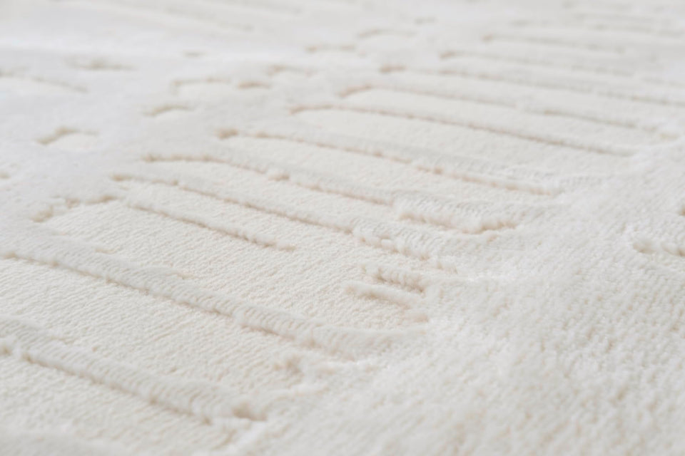 Revival Rugs Shell 5'3"x7'10" Washable Area Rug for Living Room Bedroom - 100% Recycled Oeko-TEX Certified, Medium Pile, Beige, Cream