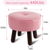 oakvivo 13in Small Foot Stool Ottoman, Round Faux Leather Foot Rest for Couch, Under Desk Pouf Footstool Footrest with Non-Skid Rubber Legs for Ling Room, Bedroom, 13''L x 13''W x 10.2''H, Green