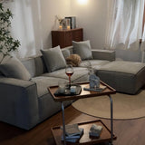 Acanva Luxury Modular Sectional Living Room Sofa Set, Modern Minimalist Style Couch with Ottoman and Chaise, L-Shape, Linen-Like Cream