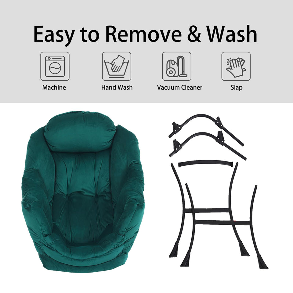 LITA Lazy Chair with Ottoman, Modern Accent Leisure Upholstered Lazy Sofa Armchair, Contemporary Lounge Reading Chair with Armrests and a Side Pocket for Living Room, Bedroom & Small Space, Dark Grey