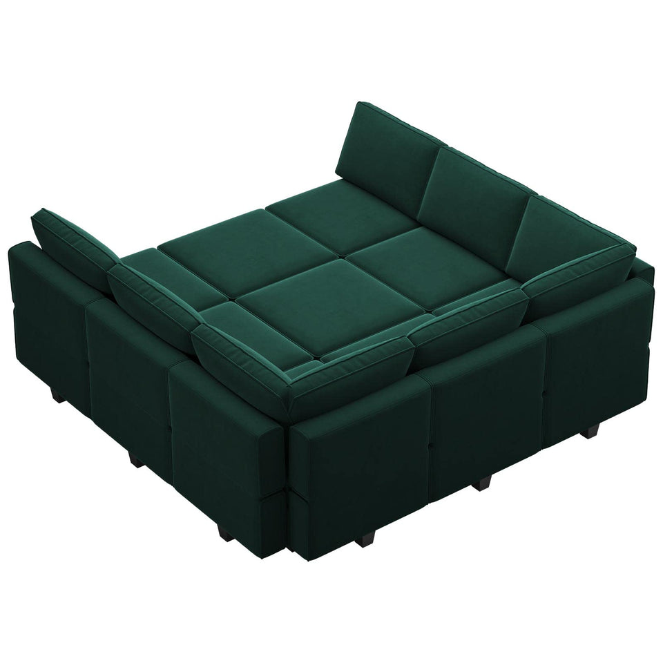 Belffin Modular Sectional Sofa with Ottomans Velvet Reversible Sleeper Chaise Bed Storage Seat Black