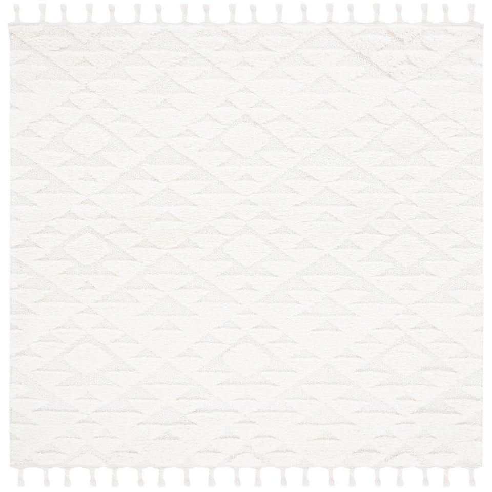 SAFAVIEH Area Rug 8x10 - Moroccan Tassel Shag Collection - Large - Ivory & Brown, Boho Design, Non-Shedding & Easy Cleaning, Plush Pile, Ideal for Living Room, Bedroom, Dining Space (MTS688A)