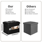 Storage Ottoman Foot Rest Stool, Foldable Leather Footstool Storage Bench with Thicker Foam Padded Seat. Foot Rest Under Desk for Living Room Bedroom 350 lbs, 17x13x13 in, Brown