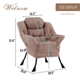 Welnow Lazy Chair with Ottoman, Modern Lounge Accent Chair with Armrests and a Side Pocket, Leisure Sofa Armchair, Reading Armchair with Footrest for Small Space, Dark Grey